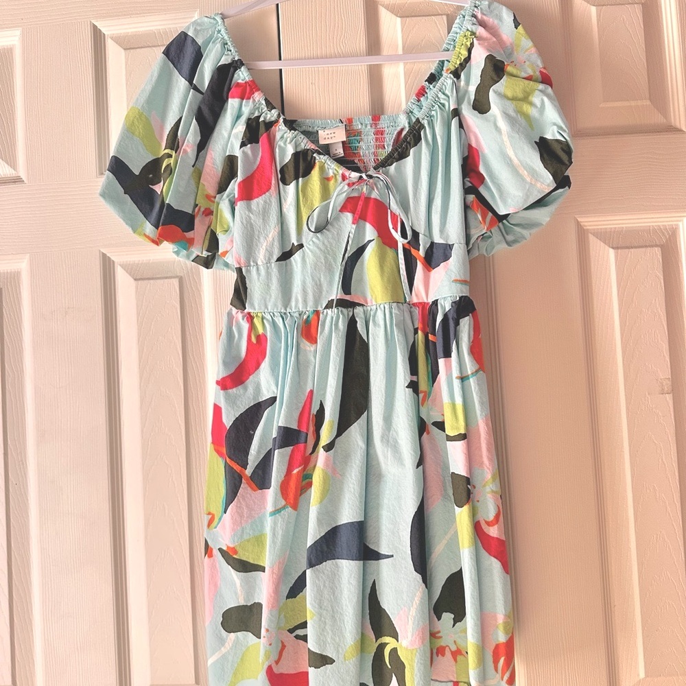A New Day Red and Yellow Smocked Puff Sleeve Sundress